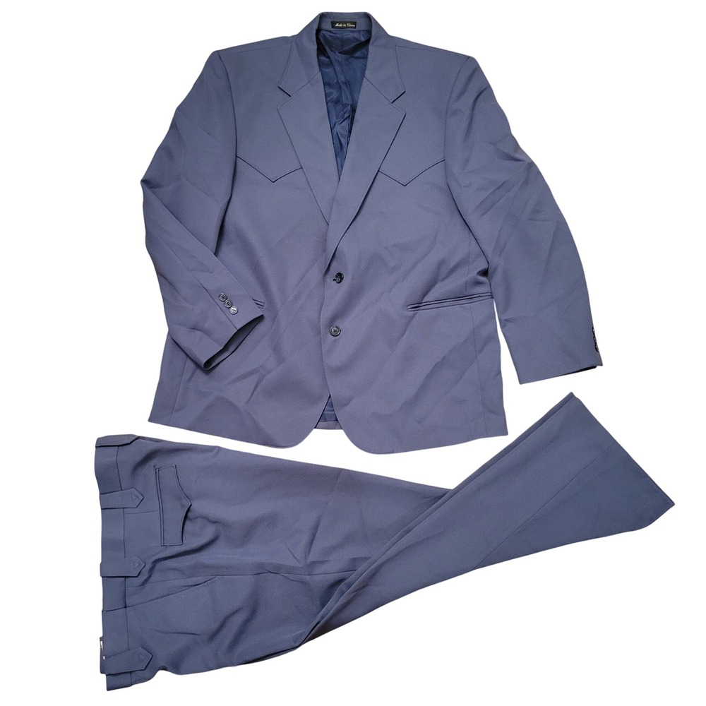 Circle S 48R Western Suit Blue Yoke 2pc Set 41x29 Rodeo Wedding Formal Cowboy